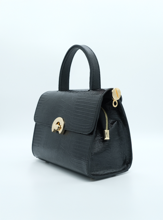 Hakiki Deri Desenli El ve Omuz Çantası