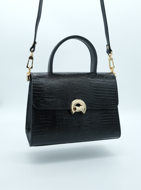 Hakiki Deri Desenli El ve Omuz Çantası