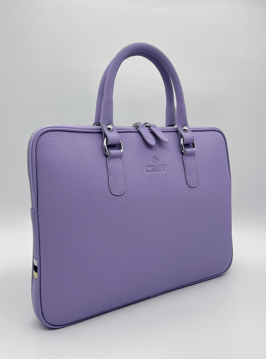 Hakiki Deri Kulplu Laptop Çantası - Lila - Cripp